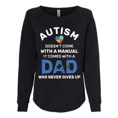 Autism Dad Never Gives Up Autism Awareness Autistic Spectrum Womens California Wash Sweatshirt