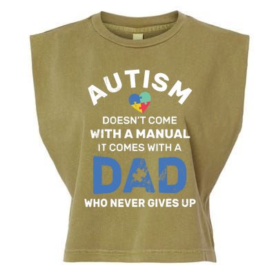 Autism Dad Never Gives Up Autism Awareness Autistic Spectrum Garment-Dyed Women's Muscle Tee