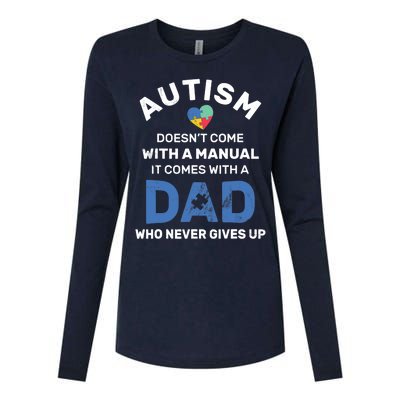 Autism Dad Never Gives Up Autism Awareness Autistic Spectrum Womens Cotton Relaxed Long Sleeve T-Shirt