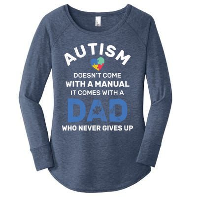 Autism Dad Never Gives Up Autism Awareness Autistic Spectrum Women's Perfect Tri Tunic Long Sleeve Shirt