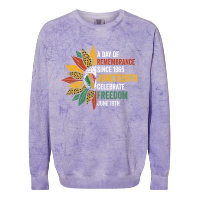 A Day Of Remembrance Since 1985 Junenth Celebrate Freedom Gift Colorblast Crewneck Sweatshirt