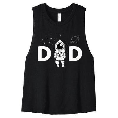 Astronaut Daddy Outer Space Birthday Party Women's Racerback Cropped Tank