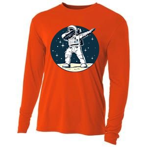 Astronaut Dabbing On The Moon Outer Space Funny Graphic Gift Cooling Performance Long Sleeve Crew