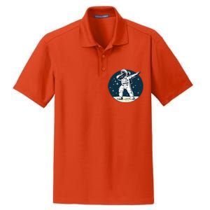 Astronaut Dabbing On The Moon Outer Space Funny Graphic Gift Dry Zone Grid Polo