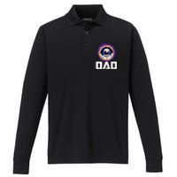 Astronaut Dad Outer Space Lover Fathers Day Performance Long Sleeve Polo