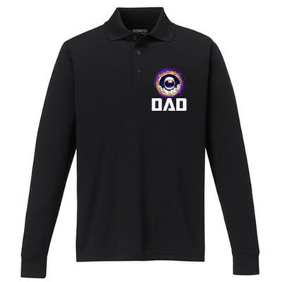 Astronaut Dad Outer Space Lover Fathers Day Performance Long Sleeve Polo