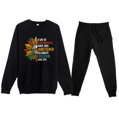 A Day Of Remembrance Since 1985 Junenth Celebrate Freedom Gift Premium Crewneck Sweatsuit Set