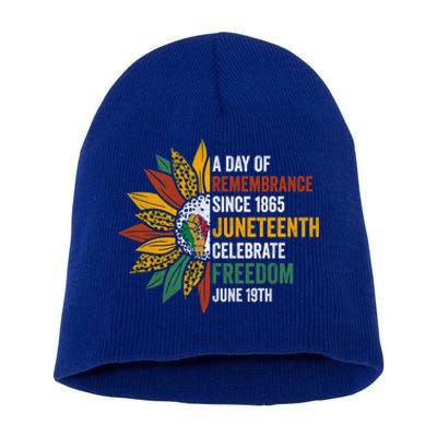 A Day Of Remembrance Since 1985 Junenth Celebrate Freedom Gift Short Acrylic Beanie