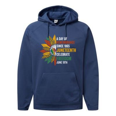 A Day Of Remembrance Since 1985 Junenth Celebrate Freedom Gift Performance Fleece Hoodie