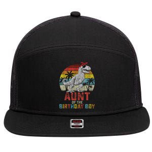 Aunt Dinosaur Of The Birthday Boy Matching Family 7 Panel Mesh Trucker Snapback Hat