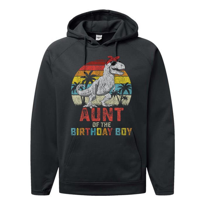 Aunt Dinosaur Of The Birthday Boy Matching Family Performance Fleece Hoodie