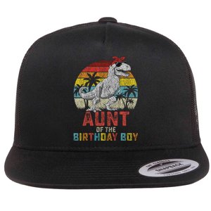 Aunt Dinosaur Of The Birthday Boy Matching Family Flat Bill Trucker Hat