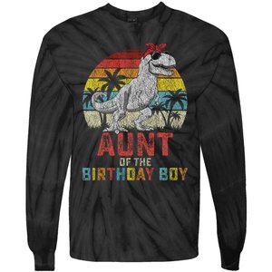 Aunt Dinosaur Of The Birthday Boy Matching Family Tie-Dye Long Sleeve Shirt