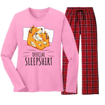 Akita Dog Off.icial Sleepshirt Women's Long Sleeve Flannel Pajama Set 