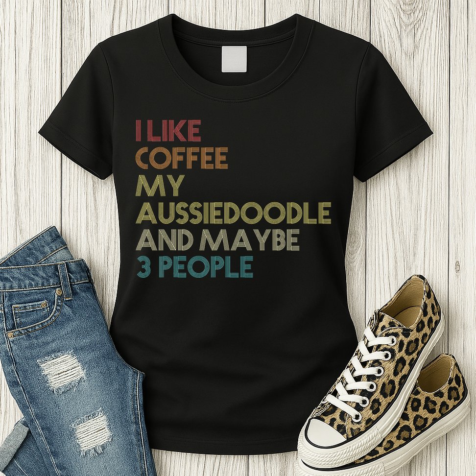 Aussiedoodle Dog Owner Coffee Lovers Quote Vintage Retro Womens T-Shirt