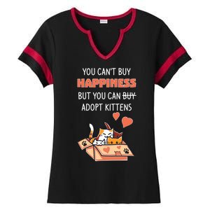 Adopt Kittens Buy Happiness Ladies Halftime Notch Neck Tee