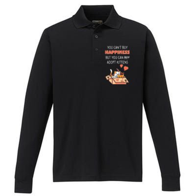 Adopt Kittens Buy Happiness Performance Long Sleeve Polo