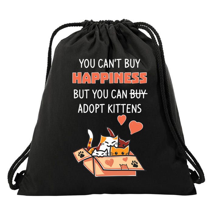 Adopt Kittens Buy Happiness Drawstring Bag