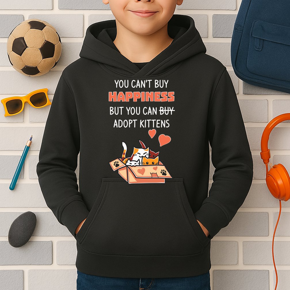 Adopt Kittens Buy Happiness Kids Hoodie