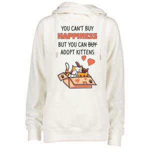 Adopt Kittens Buy Happiness Womens Funnel Neck Pullover Hood