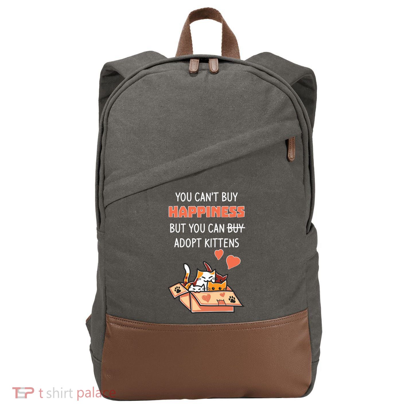 Adopt Kittens Buy Happiness Cotton Canvas Backpack