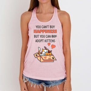 Adopt Kittens Buy Happiness Women's Knotted Racerback Tank