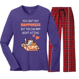 Adopt Kittens Buy Happiness Women's Long Sleeve Flannel Pajama Set 