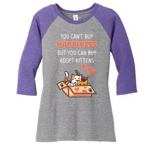 Adopt Kittens Buy Happiness Women's Tri-Blend 3/4-Sleeve Raglan Shirt