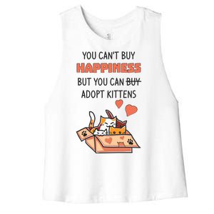 Adopt Kittens Buy Happiness Women's Racerback Cropped Tank