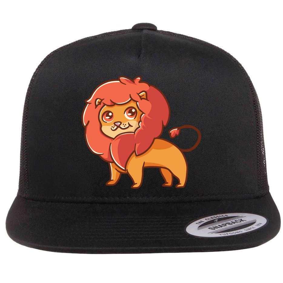 Adorable Baby Lion Flat Bill Trucker Hat