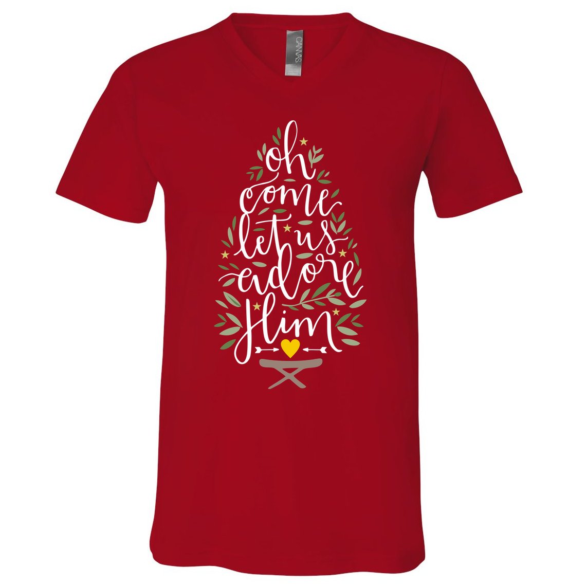Adore Him Baby Jesus Christmas V-Neck T-Shirt
