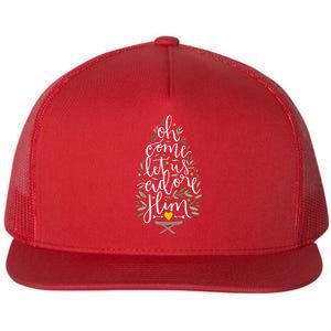 Adore Him Baby Jesus Christmas Flat Bill Trucker Hat