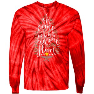 Adore Him Baby Jesus Christmas Tie-Dye Long Sleeve Shirt