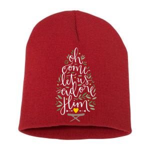 Adore Him Baby Jesus Christmas Short Acrylic Beanie