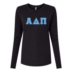 Alpha Delta Pi Adelphean Blue Letters Sorority Adpi Greek Womens Cotton Relaxed Long Sleeve T-Shirt