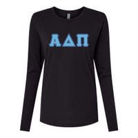 Alpha Delta Pi Adelphean Blue Letters Sorority Adpi Greek Womens Cotton Relaxed Long Sleeve T-Shirt