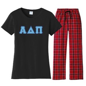 Alpha Delta Pi Adelphean Blue Letters Sorority Adpi Greek Women's Flannel Pajama Set