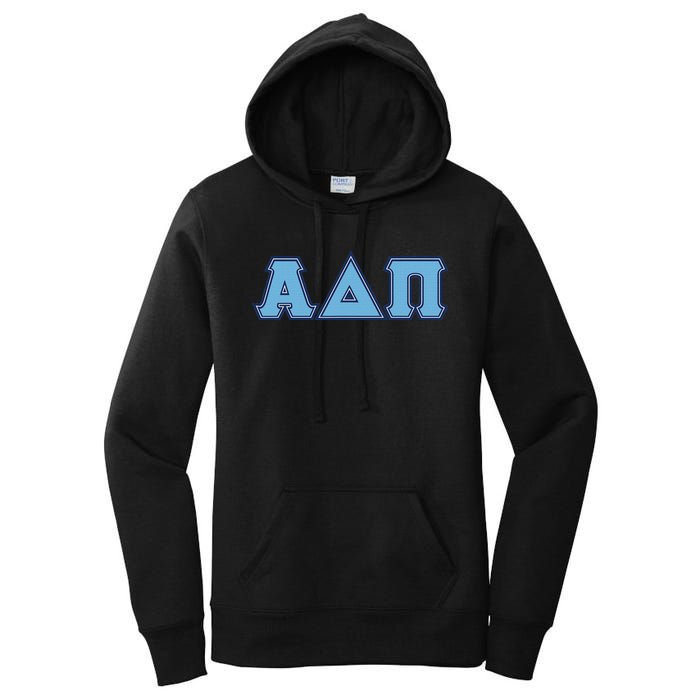 Alpha Delta Pi Adelphean Blue Letters Sorority Adpi Greek Women's Pullover Hoodie