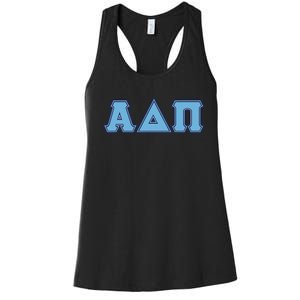 Alpha Delta Pi Adelphean Blue Letters Sorority Adpi Greek Women's Racerback Tank