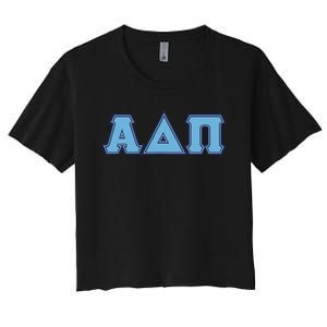 Alpha Delta Pi Adelphean Blue Letters Sorority Adpi Greek Women's Crop Top Tee