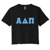 Alpha Delta Pi Adelphean Blue Letters Sorority Adpi Greek Women's Crop Top Tee