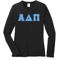 Alpha Delta Pi Adelphean Blue Letters Sorority Adpi Greek Ladies Long Sleeve Shirt