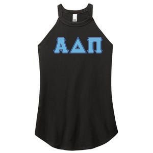 Alpha Delta Pi Adelphean Blue Letters Sorority Adpi Greek Women's Perfect Tri Rocker Tank