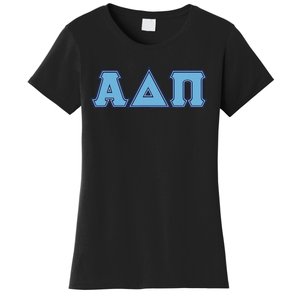 Alpha Delta Pi Adelphean Blue Letters Sorority Adpi Greek Women's T-Shirt