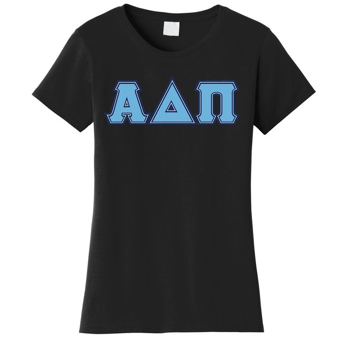 Alpha Delta Pi Adelphean Blue Letters Sorority Adpi Greek Women's T-Shirt