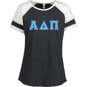 Alpha Delta Pi Adelphean Blue Letters Sorority Adpi Greek Enza Ladies Jersey Colorblock Tee