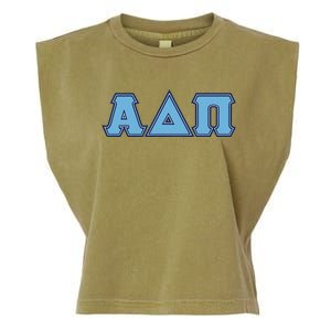 Alpha Delta Pi Adelphean Blue Letters Sorority Adpi Greek Garment-Dyed Women's Muscle Tee