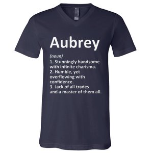 AUBREY Definition Personalized Name Funny Birthday Gift Idea V-Neck T-Shirt