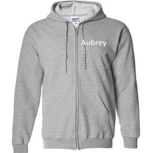 AUBREY Definition Personalized Name Funny Birthday Gift Idea Full Zip Hoodie