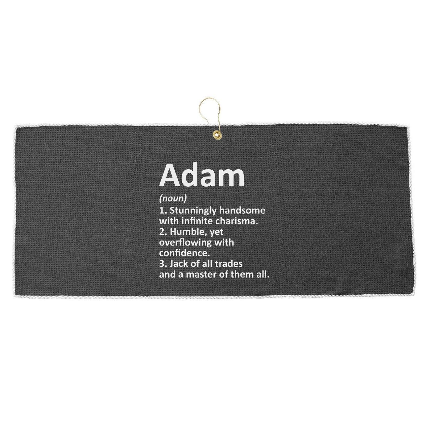Adam Definition Personalized Name Funny Birthday Gift Idea Large Microfiber Waffle Golf Towel